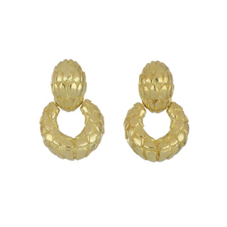 1990s David Webb 18K Gold Doorknocker Earrings