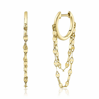 Shy Creation 14K Gold Fringe Huggie Earrings