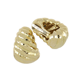 Vintage David Webb 18K Gold Ribbed Clip Earrings