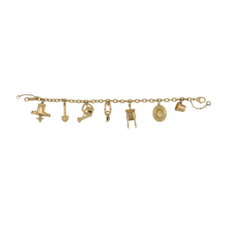 Vintage 1990s Cartier 18K Gold Gardening Theme Charm Bracelet