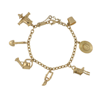 Vintage 1990s Cartier 18K Gold Gardening Theme Charm Bracelet