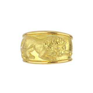 Vintage David Webb 18K Gold Repousse Lion Cuff Bracelet