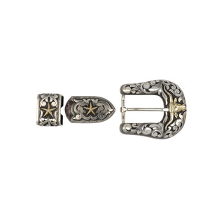 Gold & Silver Longhorn Belt Buckle