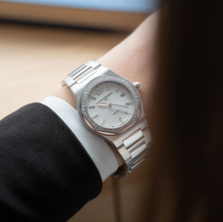 Girard-Perregaux Stainless Steel Laureato 34mm in Silver with Diamonds