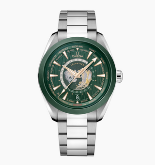 Omega Stainless Steel Seamaster Worldtimer in Green Ceramic