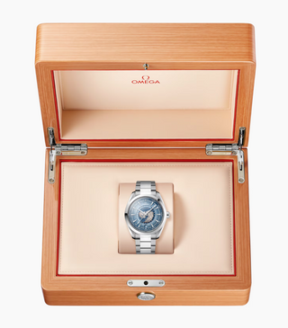 Omega Stainless Steel Seamaster Aqua Terra 150M Worldtimer in Summer Blue