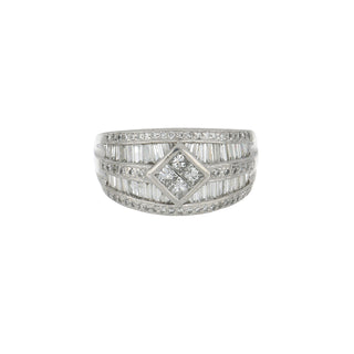 Estate Platinum Tapered Channel-Set Diamond Band