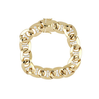 Antonio Papini 18K Gold Link Bracelet with Diamonds
