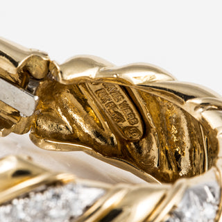 David Webb 18K Gold and Platinum Diamond Hoop Earrings