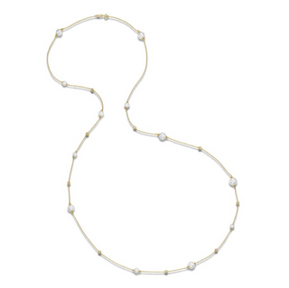 Mastoloni 14K Gold Pearl & Diamond Tin Cup Station Necklace