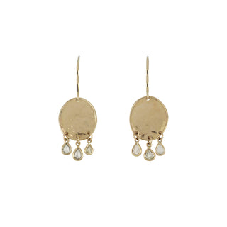 Vincent Peach White 14K Gold Diamond Drop Earrings