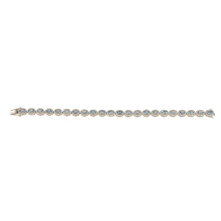 14K White Gold Aquamarine Line Bracelet with Diamonds
