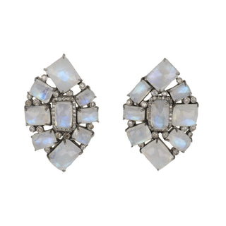Maharaja Sterling Silver Moonstone Clip Earrings