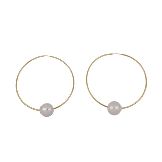 Vincent Peach 14K Gold Freshwater Pearl Biltmore Hoop Earrings