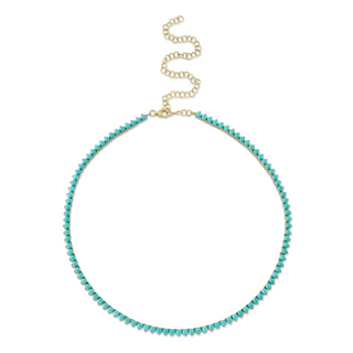 Shy Creation 14K Gold Turquoise Line Necklace