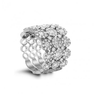 18K White Gold Triple Row Diamond Half Band