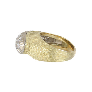 Mid-Century Two-Tone Pave Diamond Textured Band