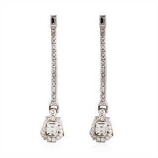 Art Deco Platinum Diamond Drop Earrings