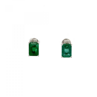 Maharaja 18K White Gold Emeralds Stud Earrings