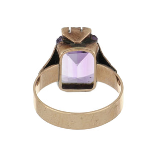 Victorian 14K Gold Amethyst and Seed Pearl Ring with Engraving