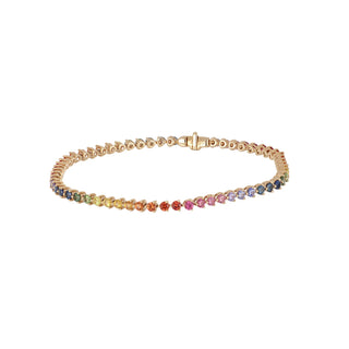 Lisa Nik Rainbow Sapphire 18K Line Bracelet