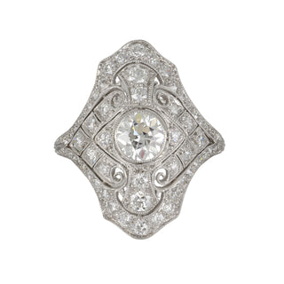 Art Deco Platinum Diamond Navette Ring