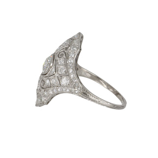 Art Deco Platinum Diamond Navette Ring
