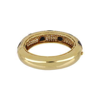 Estate 18K Gold Diamond Bangle Bracelet with Onyx