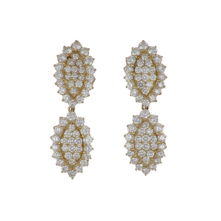 Estate 18K Gold Diamond Leaf Day/Night Earrings