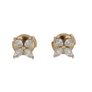Estate Tiffany & Co. 18K Gold Marquise Diamond Victoria Stud Earrings