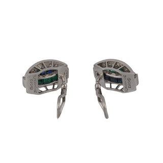 Tiffany & Co. Platinum Emeralds Clip Earrings with Sapphires