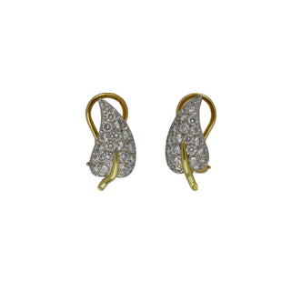 Estate Tiffany & Co. Schlumberger Diamond Leaf Earrings