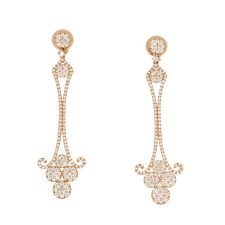 Estate 18K Rose Gold Diamond Drop Earrings