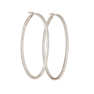 18K White Gold Diamond Hoop Earrings