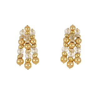 Vintage 1970s Boucheron 18K Gold Rock Crystal & Diamond Tassel Earrings