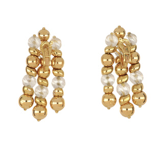 Vintage 1970s Boucheron 18K Gold Rock Crystal & Diamond Tassel Earrings