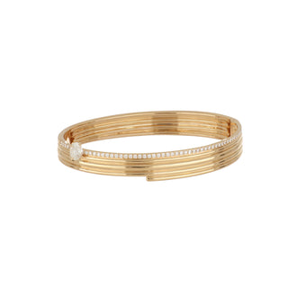 Estate Repossi 18K Gold Fluted Bangle Bracelet with Diamonds