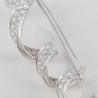 Vintage Van Cleef & Arpels 18K White Gold Pave Diamond Spiral Pin