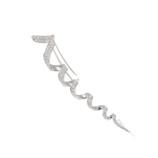 Vintage Van Cleef & Arpels 18K White Gold Pave Diamond Spiral Pin