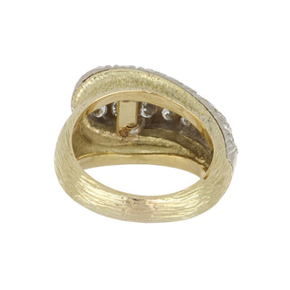 Mid-Century Two-Tone Pave Diamond Textured Band