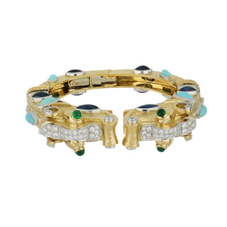 Estate David Webb 'Ancient  World Couture" Multi Gem Bangle Bracelet