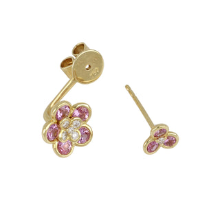 Lisa Nik 18K Pink Sapphire & Diamond Earrings with Flower Drop Jackets