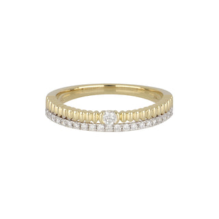 Shy Creation 14K Gold Two-Row Diamond Band