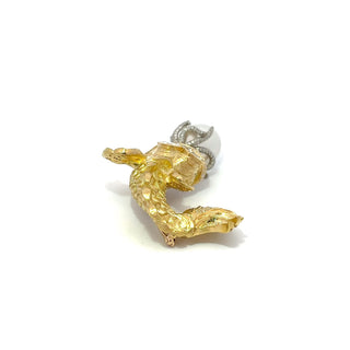 Vintage 1970s Julius Cohen 18K Gold Fish and Octopus Brooch with Pearl