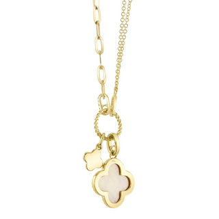 Shy Creation Mother-of-Pearl Quatrefoil Paper Clip Link Necklace