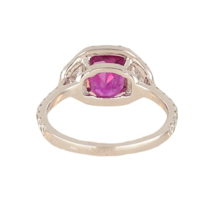 Estate 18K White Gold AGL 2.40 Carat Pink Ceylon Sapphire and Diamond Ring