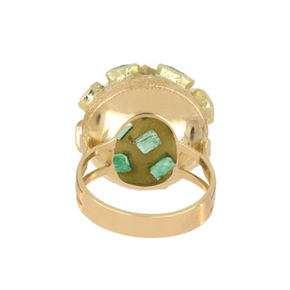 Estate Textured 18K Gold Emerald Dome Ring
