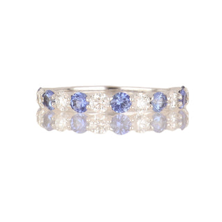 Tenenbaum 18K White Gold Sapphire& Diamond Half Band