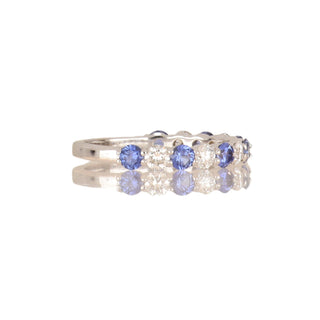 Tenenbaum 18K White Gold Sapphire& Diamond Half Band