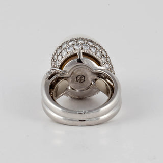 Estate Henry Dunay Baroque Pearl Ring with Diamonds